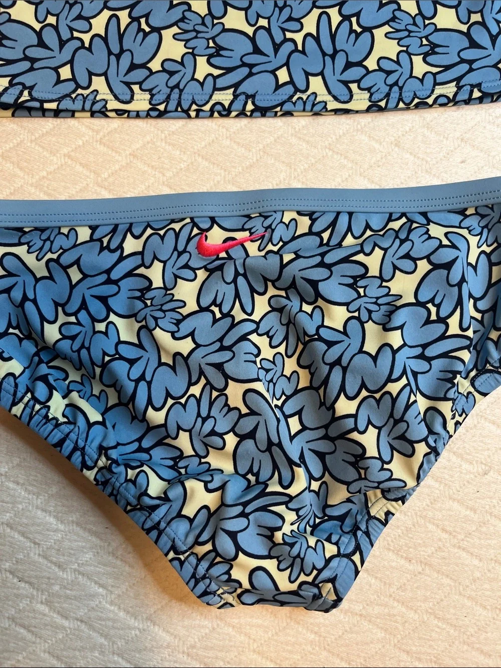 Nike Girls Blue all over bubble text Two-Piece Swim Set, youth L